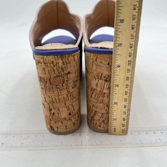 FOWT Summer Platform Suede 3 in Heeled Mules for Women Peep Open Toe Rainbow - Picture 5 of 7